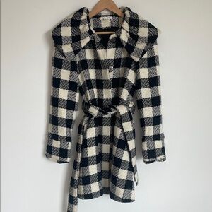Alice + Olivia Black and White Checkered Coat